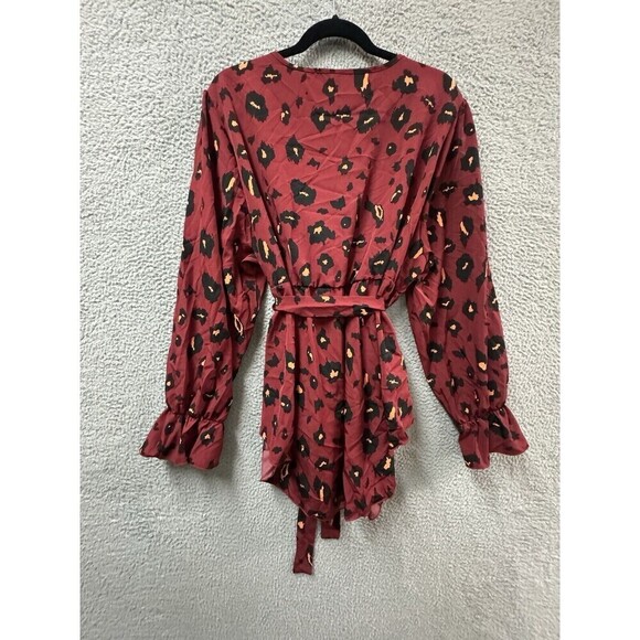 FINJANI Blouse Womens 4XL Red black Long Sleeve Tie Elastic Waist - Picture 9 of 10